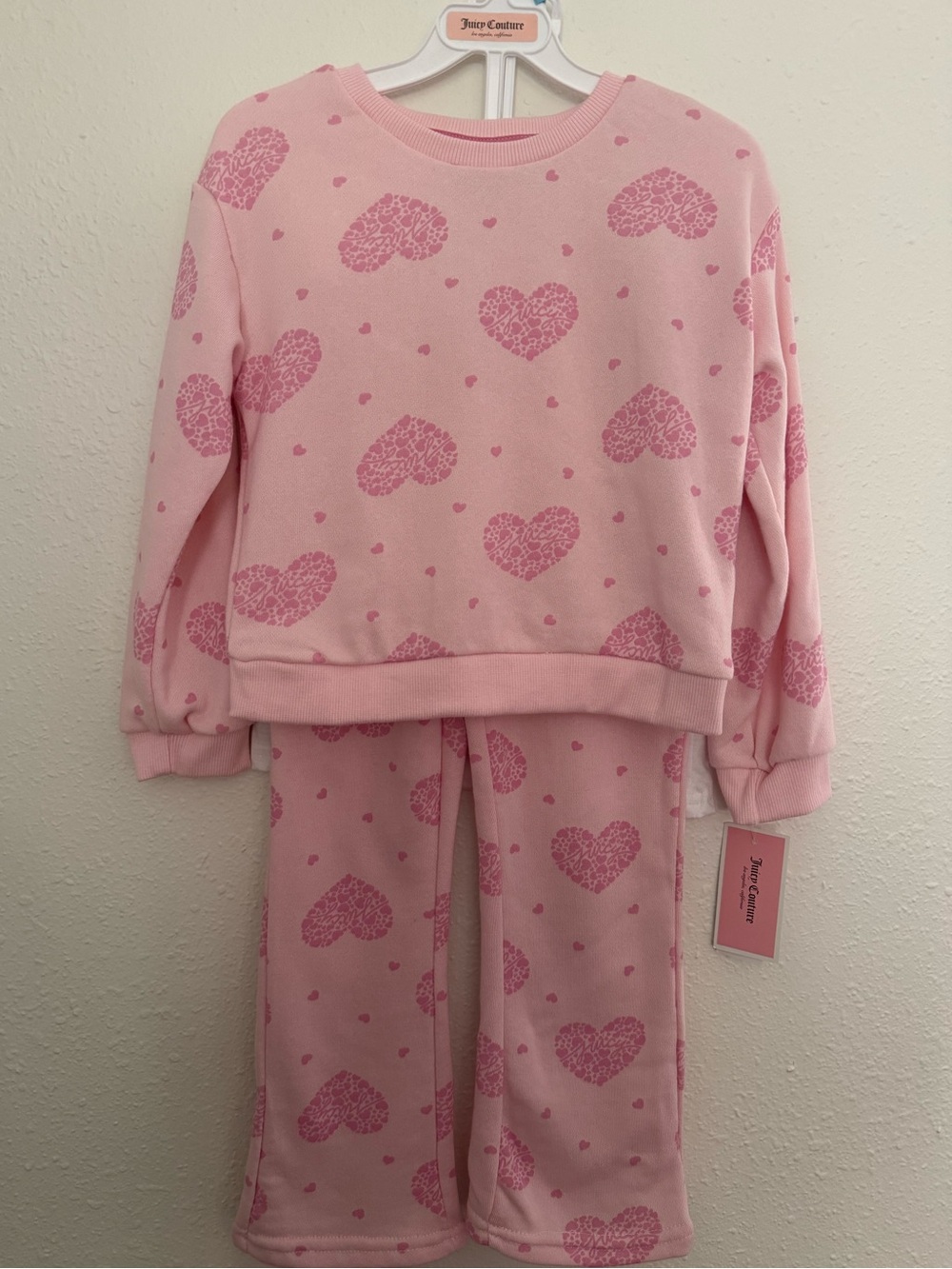 Juicy Couture Girls 3 Piece Pink Heart Lounge Set NWT Size 5